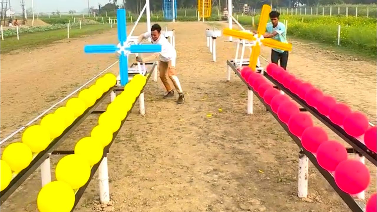 The winner will be of the wonderful competition fight in iron cage flying balloon burst funny game