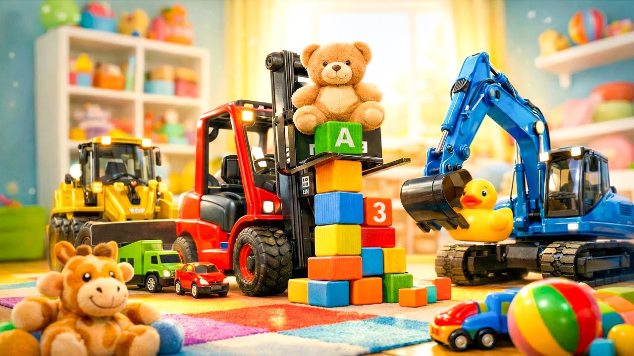 Forklift and Excavator Toy Challenge🔨🚛|  Stacking Blocks and Fun! | CONSTRUCTION VEHICLES