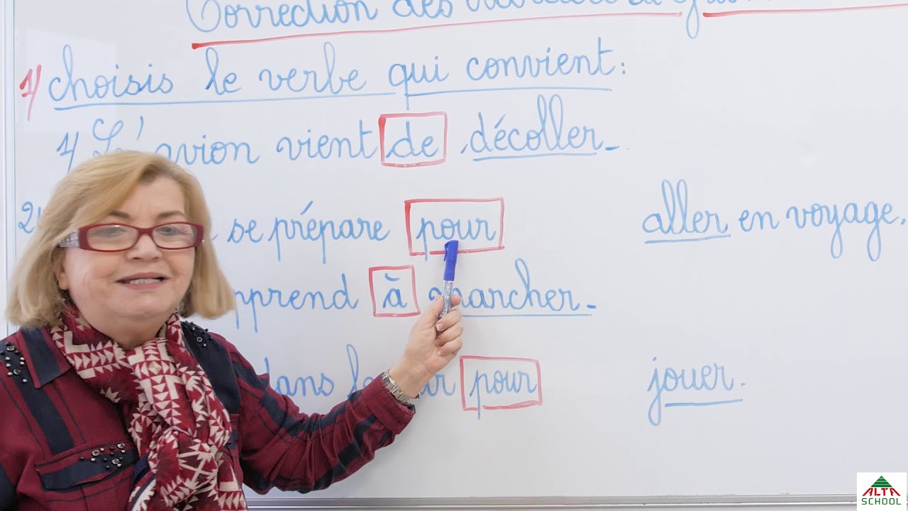 cours de français - 5ème année primaire - correction des exercices de grammaire et conjugaison