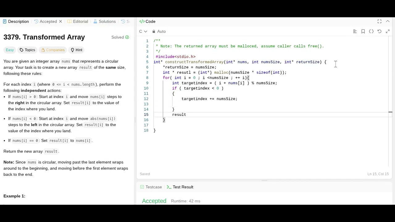 Daily leet code problem  3379 in c