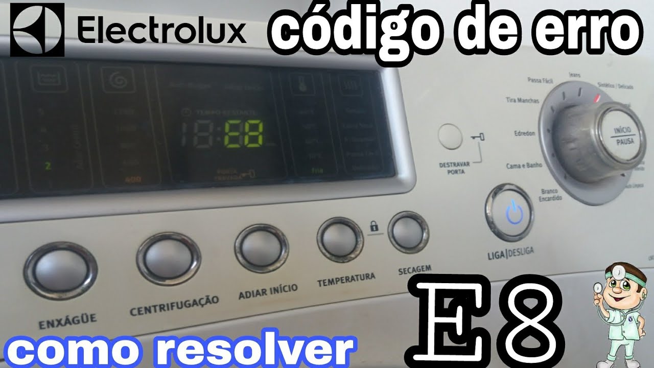Como resolver código de erro E8 na lava e seca Electrolux lse11