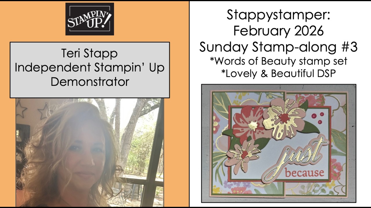 Stappystamper: February Sunday Stamp Along Card #3//Joy Fold Card//Words of Beauty Stamps and Dies