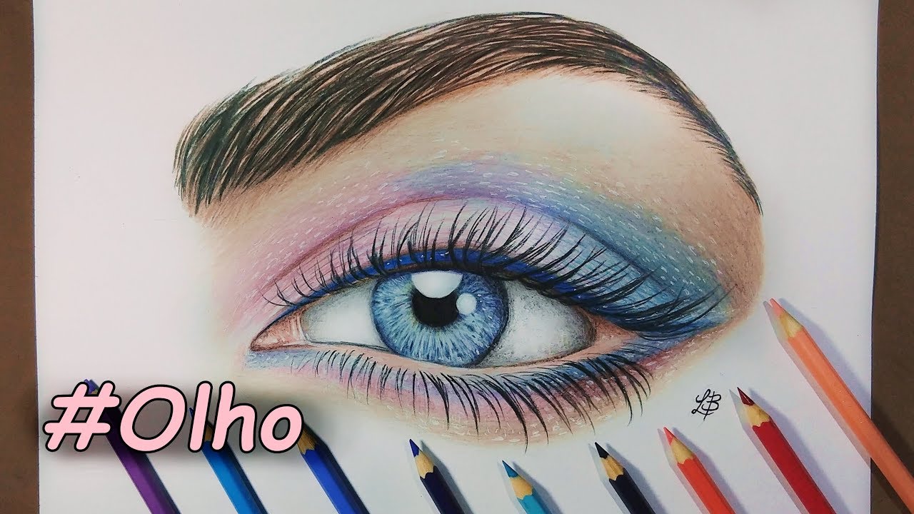 Como pintar um olho realista com lápis de cor/How to paint a realistic eye