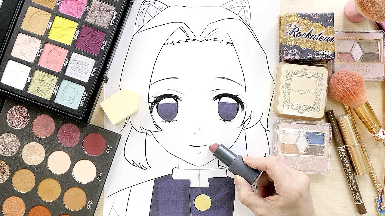 鬼滅の刃のぬりえを作って毎日メイクで塗ってみた！【メイクぬりえ】