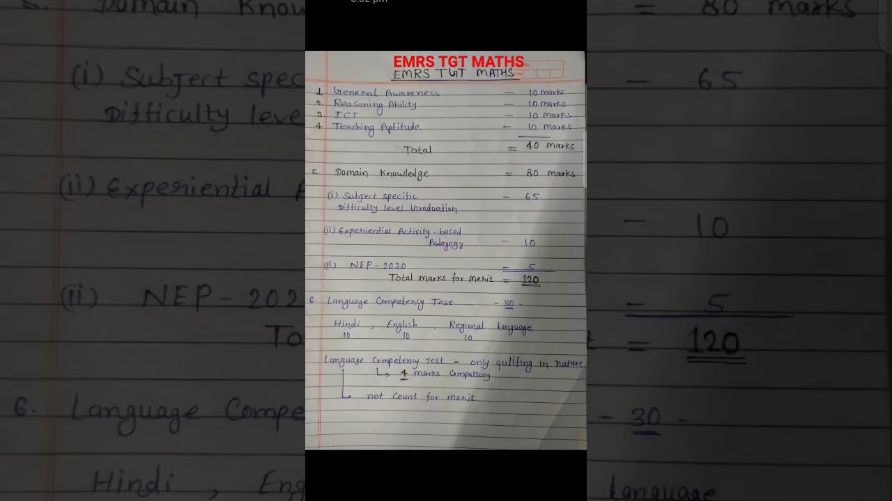 emrs tgt maths syllabus