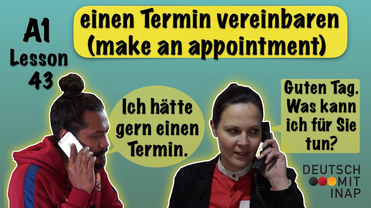 A1- German lesson 43 | How to make an appointment | einen Termin vereinbaren | Dialoge