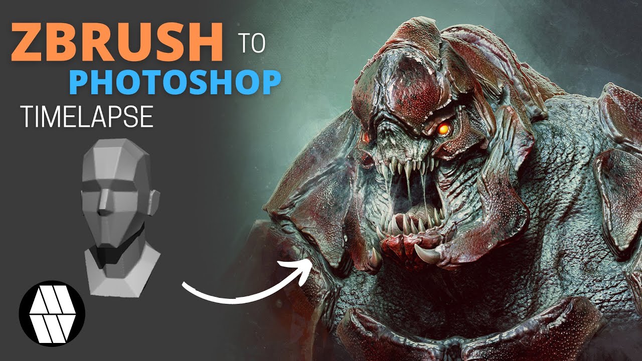 Zbrush to Photoshop Timelapse - Monster Bust Concept