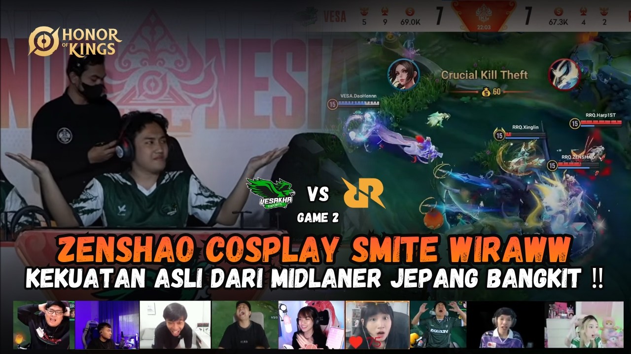 SATU KIPAS MID JEPANG SETARA SMITE ZENSHAO - REAKSI STEAMER RRQ VS VESA GAME 2 HOK IKL SPRING 2026