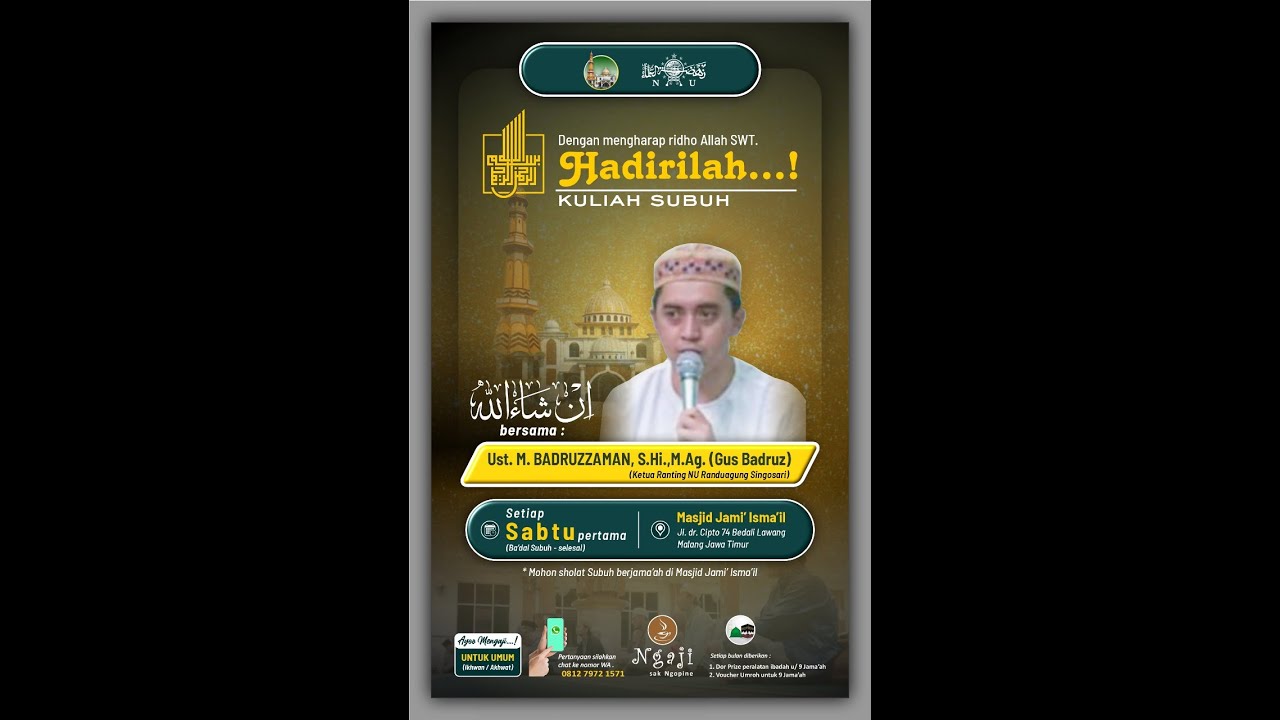 Majlis Ta'lim Ba'da Shubuh Masjid Jami' ISMA'IL; Sabtu, 13 Rajab 1447H / 3-1-2026