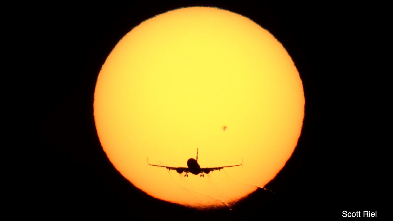 Sun crossing Delta 737 on final at KMSP and a Bald Eagle graces the tower