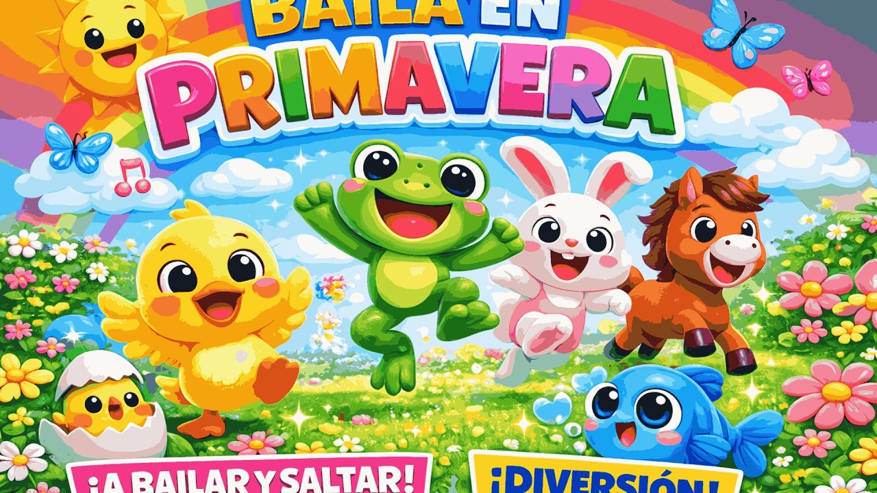 🌈 BAILA EN PRIMAVERA | Canción Infantil para Bailar, Moverse y Divertirse 🐥🐸🐰🐎🐟