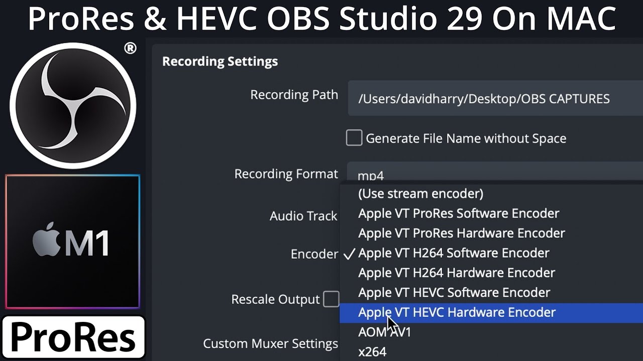HEVC H.265 и ProRes теперь доступны в OBS Studio 29 для M1 и M2 Apple Silicon Mac MacBook Pro M1 Max