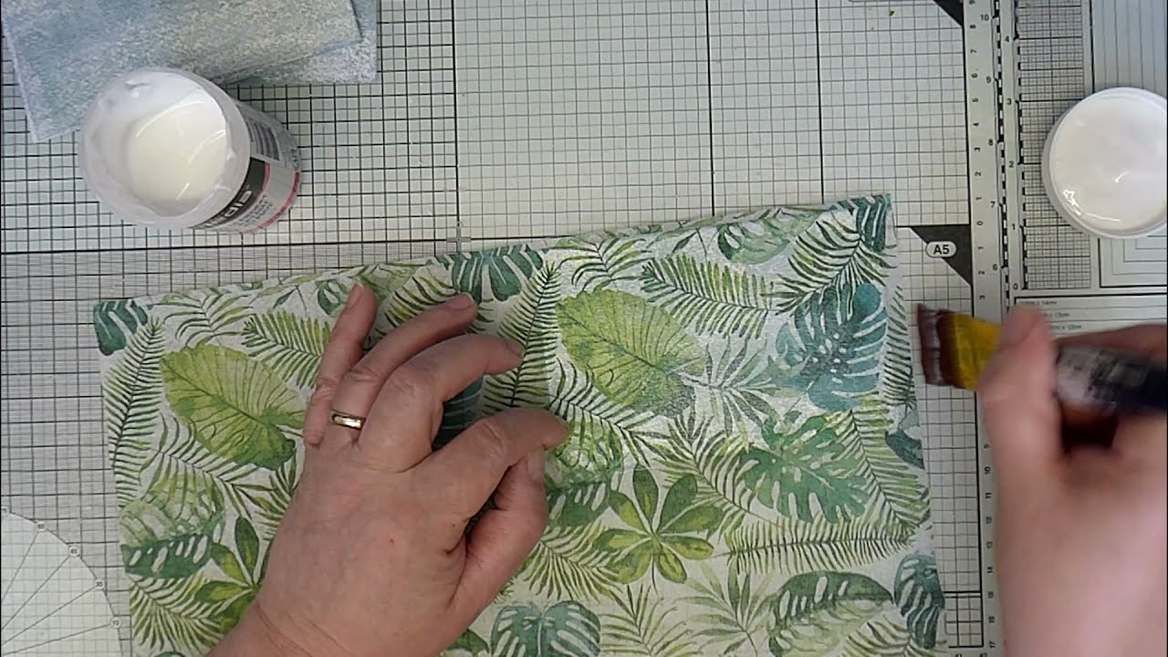 Napkin decoupaged postcards with gel pen details