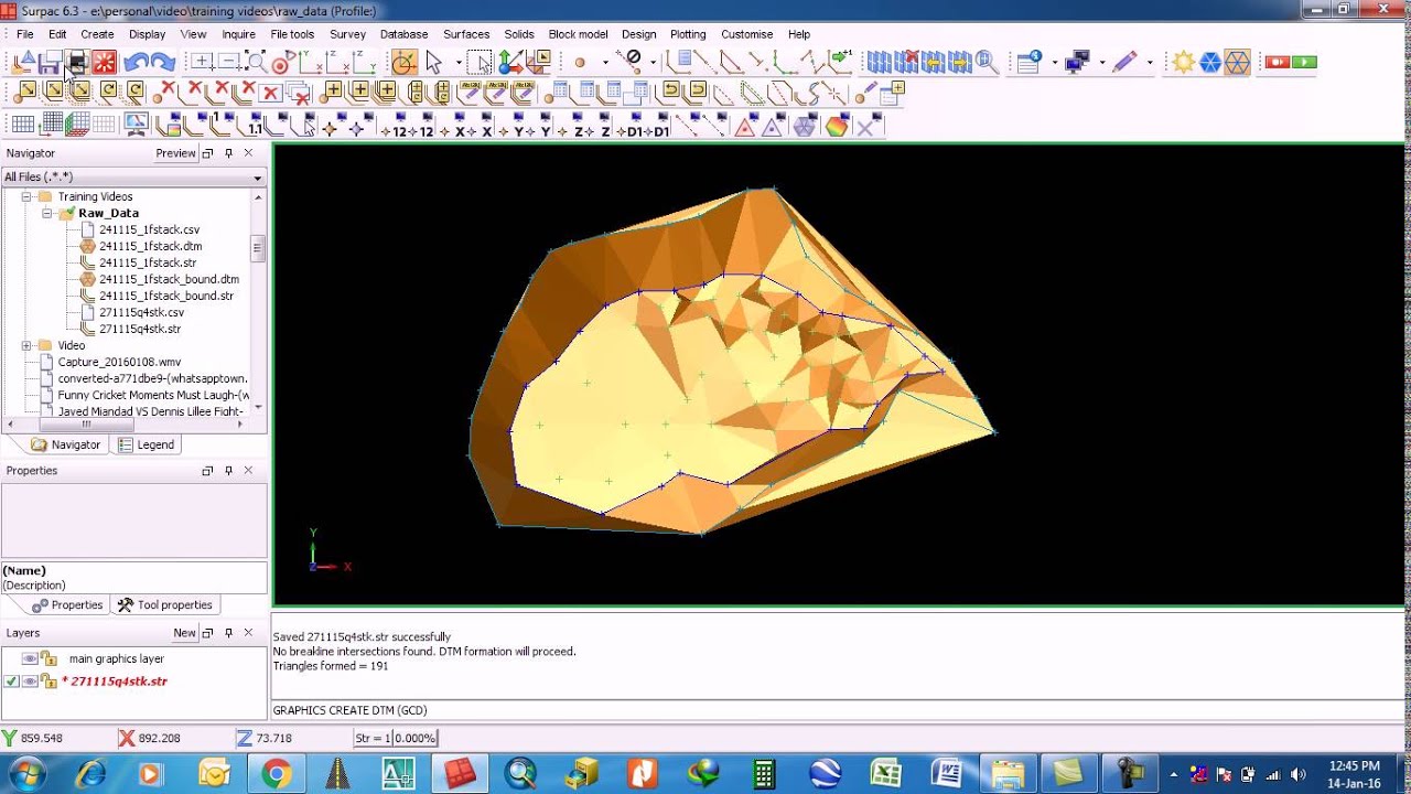 Volume calculation in SURPAC