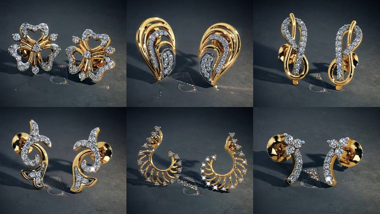 Stud Gold Earrings Designs with Price and Weight || Gold Studs Designs| Indhus Jewellery collection