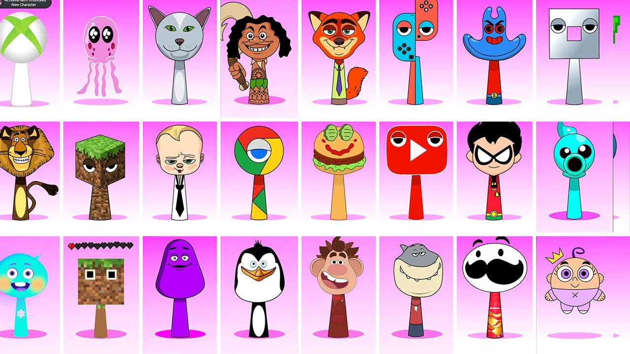 Incredibox Sprunki OC Phase 1 to Phase 4 Sixteen (Numberblocks), Pink Larva, Three, Three, Pato