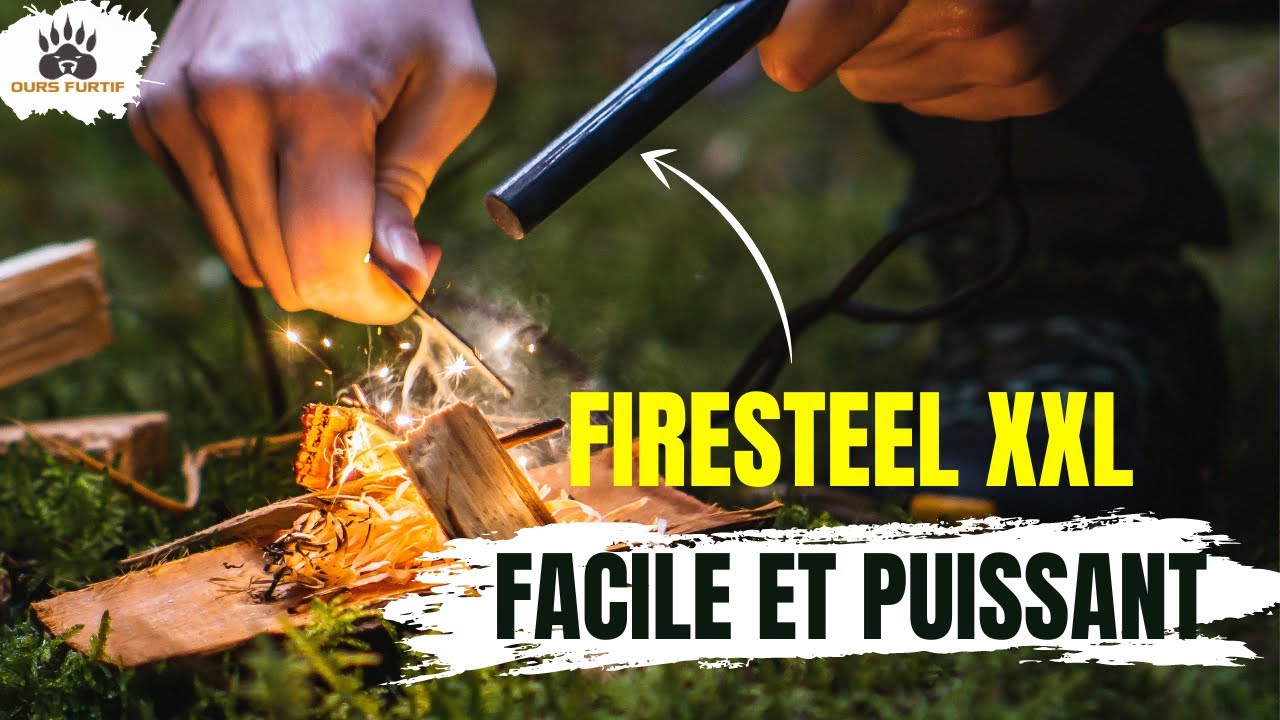 Allumer un feu très vite dans n'importe quelles conditions avec la pierre à feu XXL Ours Furtif