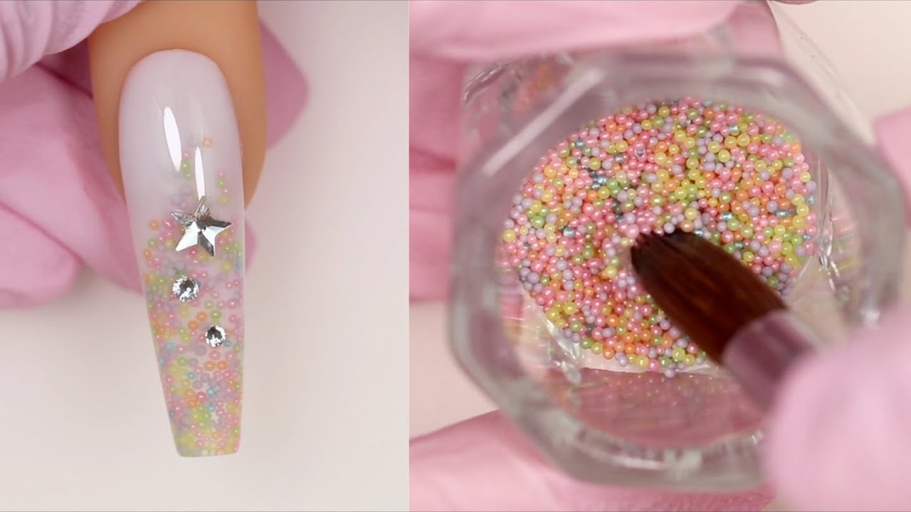 Uñas de acrilico con balantina 💅🏻✨ Nail Art