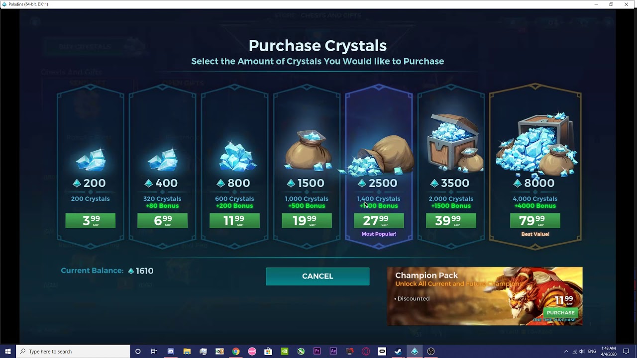 Paladins PTS Crystals fix 4/4/2020 (read comment)