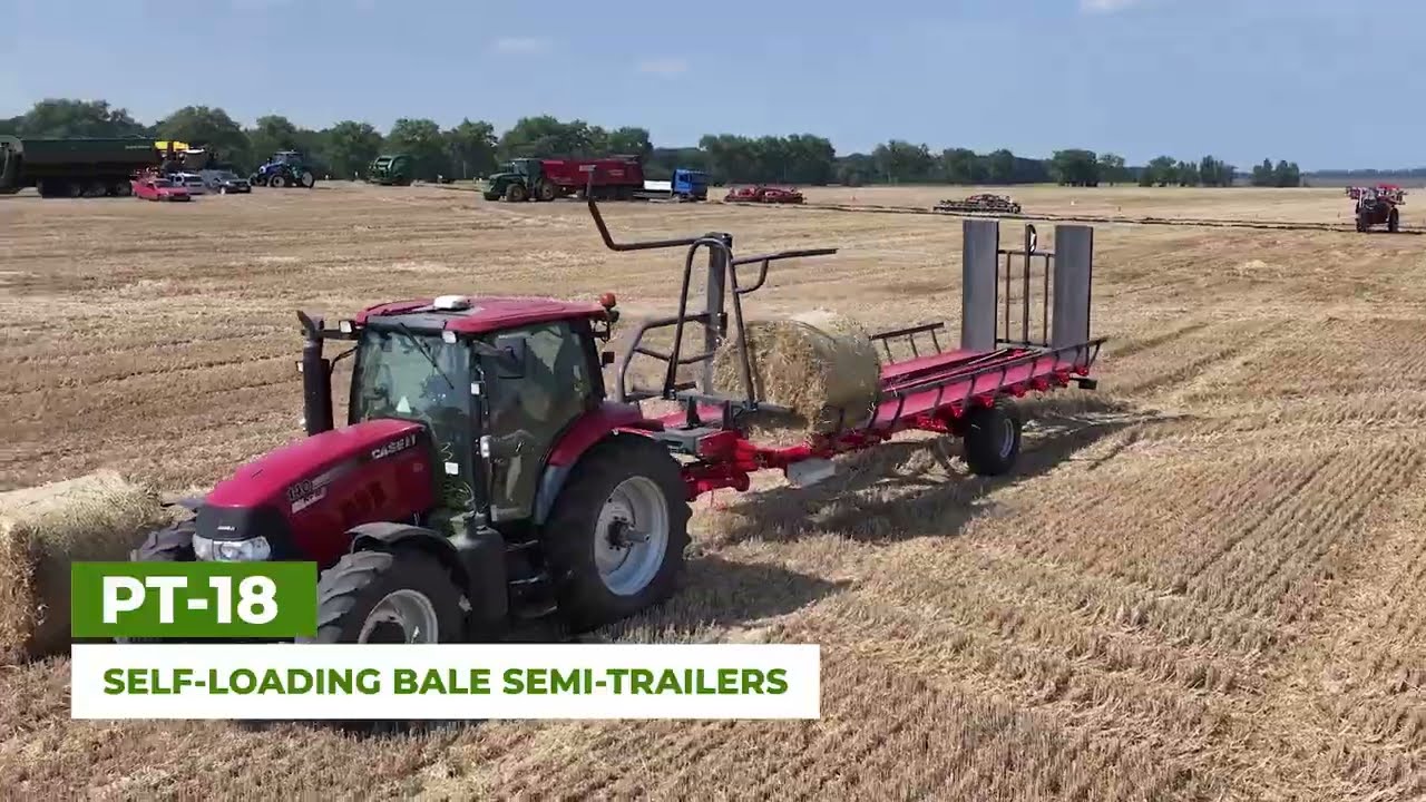 Self-loading bale semi-trailer PT-18 Kobzarenko - Loading, Transportation, Unloading bales