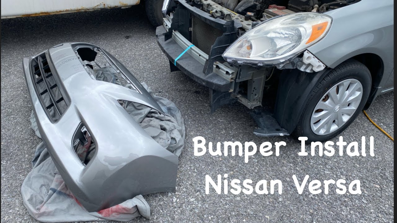 Как установить накладку на передний бампер Nissan Versa 2012 года