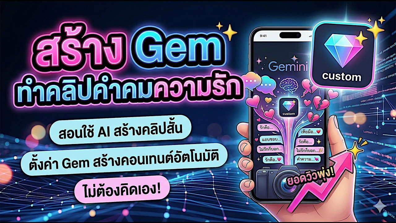 ไม่ต้องคิดเอง! สอนใช้ AI สร้างคลิปสั้นคำคมความรัก (ตั้งค่า Gem สร้างคอนเทนต์อัตโนมัติ)