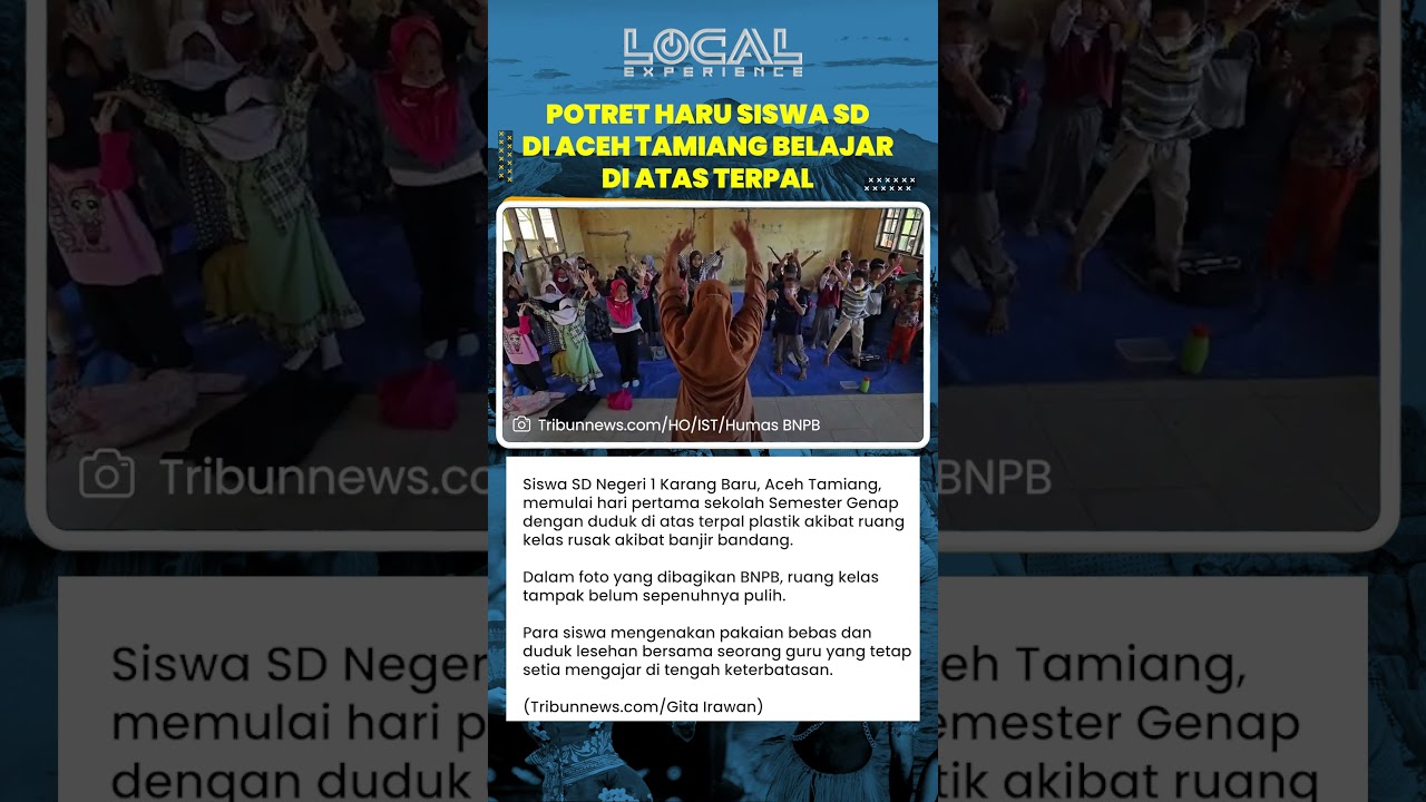 Potret Haru Siswa SD di Aceh Tamiang Belajar di Atas Terpal Usai Sekolah Terdampak Banjir Bandang