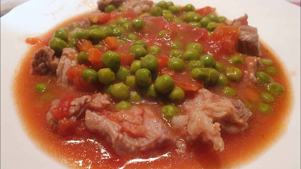 SPEZZATINO CON PISELLI COTTI A MICROONDE CON PENTOLA CRAFTINA