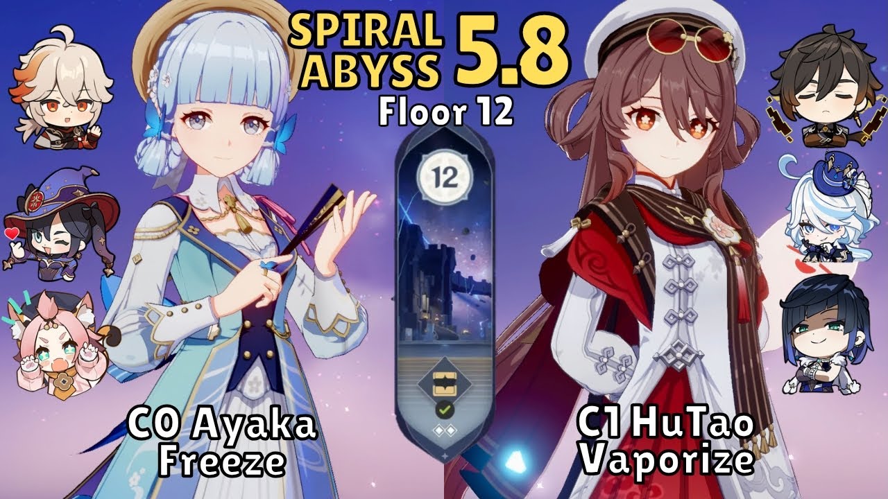 C0 Ayaka Freeze & C1 HuTao Vaporize | Spiral Abyss 5.8 Floor 12 | Genshin Impact