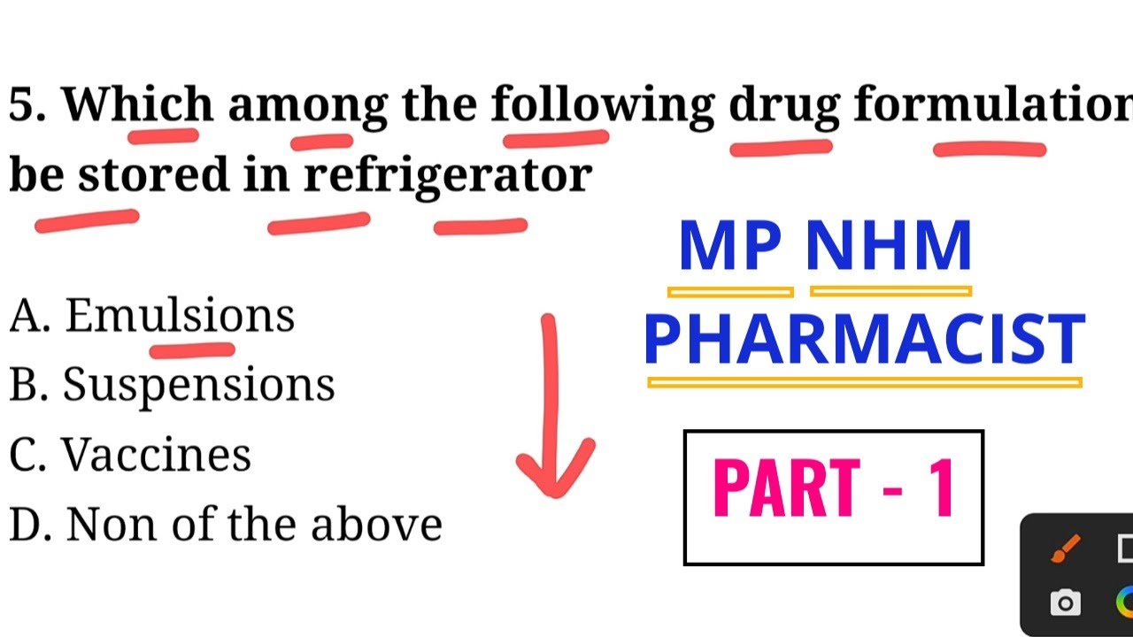 MP NHM - PHARMACIST - POST - 611 - MOST IMPORTANT QUESTIONS - B PHARMA / D PHARMA - DAILY CLASSES