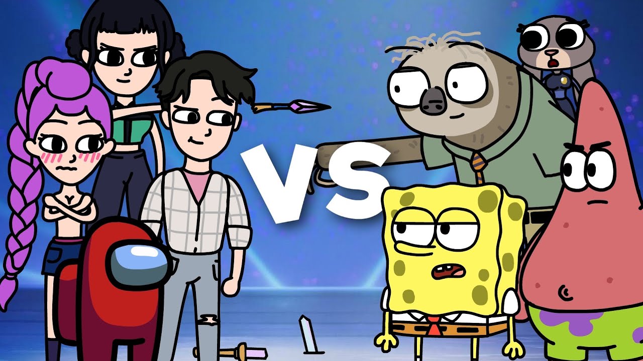 Animation Battles Compilation 4 - Kpop Demon Hunters | SpongeBob | Zootopia 2 | Among us