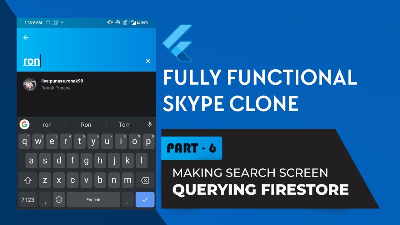 Part - 6 - Search Screen UI and Functionality | Skype Clone in Flutter