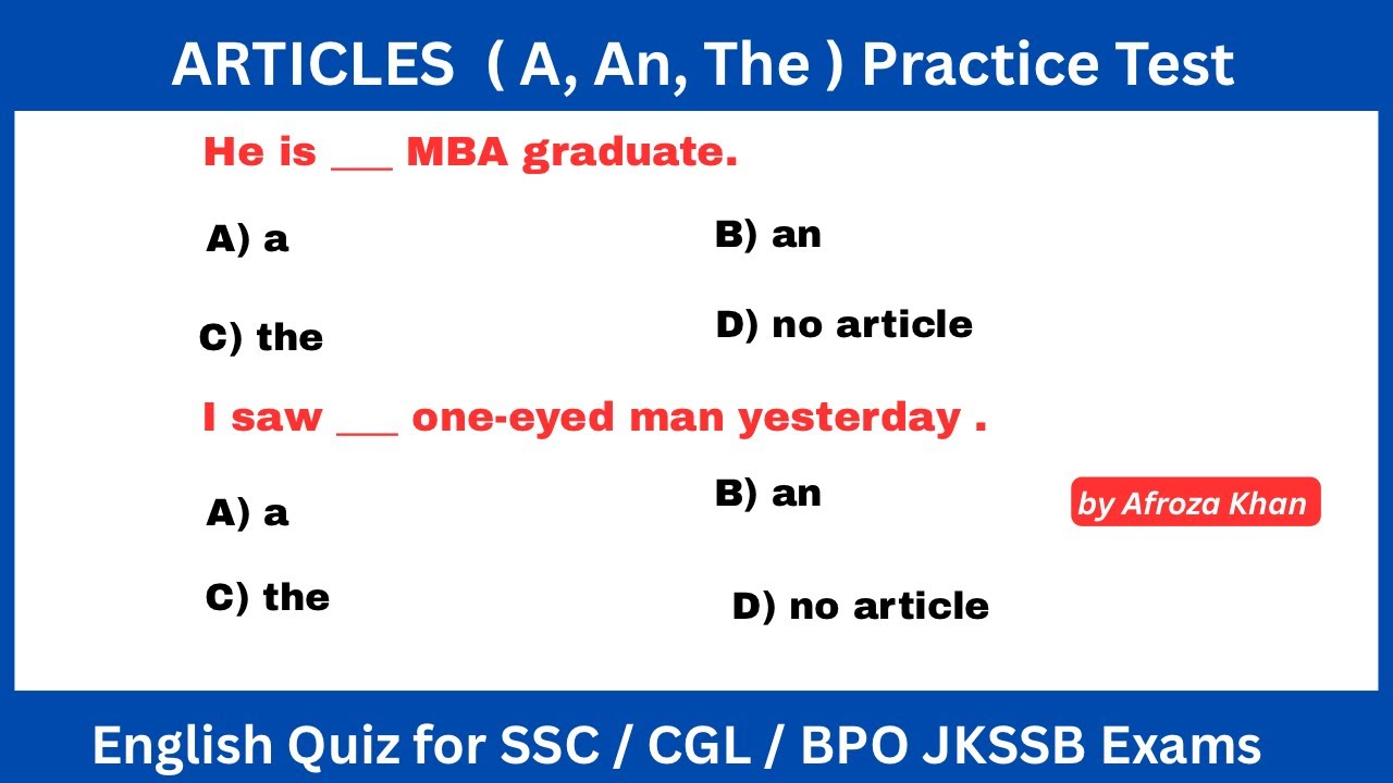 Articles (A, An, The) Explained in Urdu & English | 30 MCQs | Fixed Expressions | English Grammar