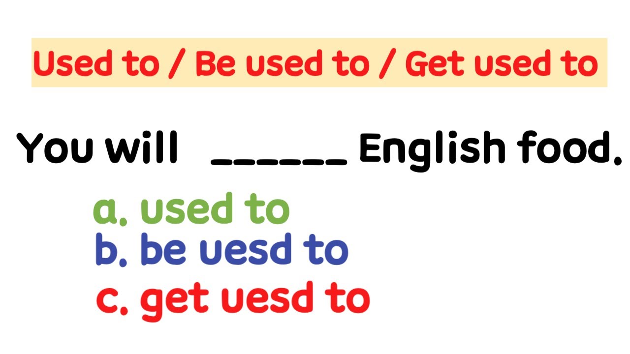 Used to/ Get  used to / Be used to English Grammar Test