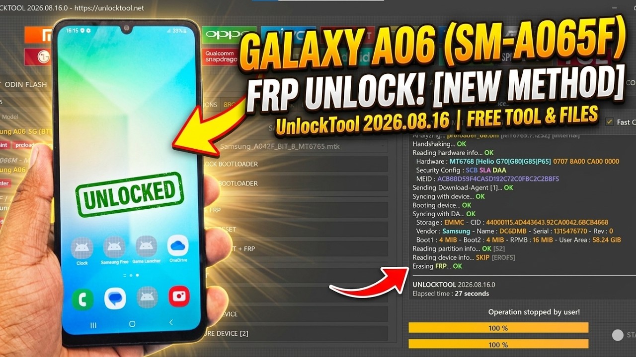 Samsung Galaxy A06 SM A065 FRP Lock Bypass Unlock Tool