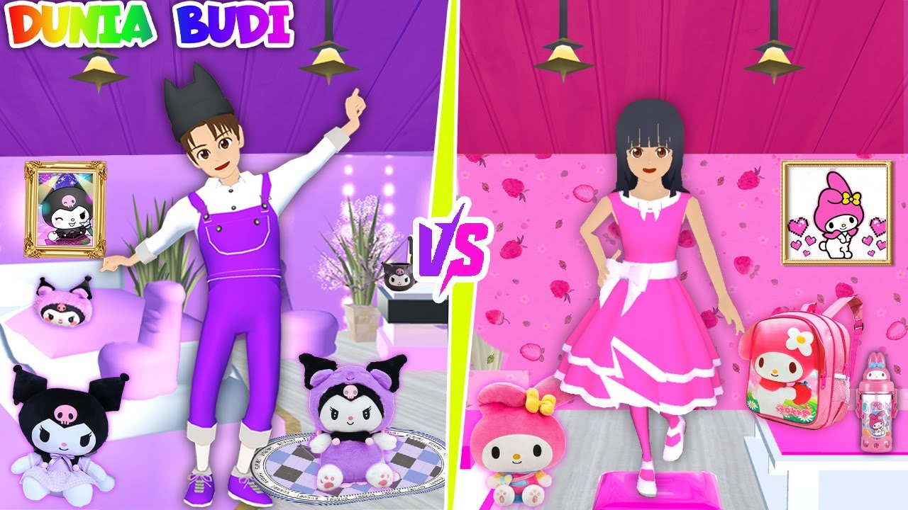 Yuta Vs Mio Lomba Dekorasi Kamar Kuromi Ungu 💜 Vs Melody Pink 💖 24 Jam | Sakura School Simulator