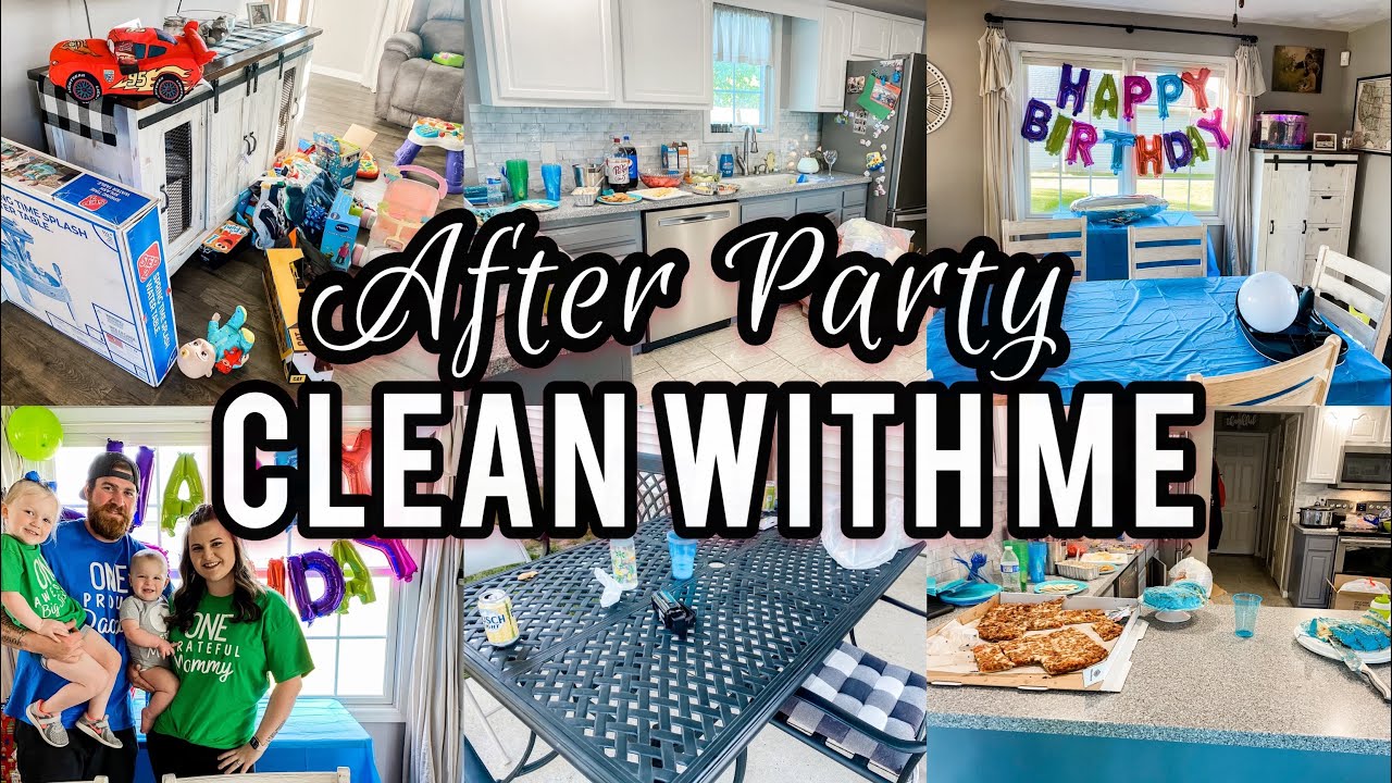 AFTER PARTY CLEAN WITH ME | POST PARTY CLEAN UP INSIDE & OUTSIDE | COCOMELON THEME | MEGA MOM