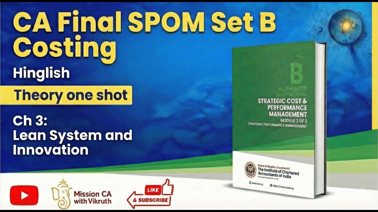 ONE SHOT : Ch - 3 Lean System and Innovation (HINGLISH) | CA Final SPOM Set B