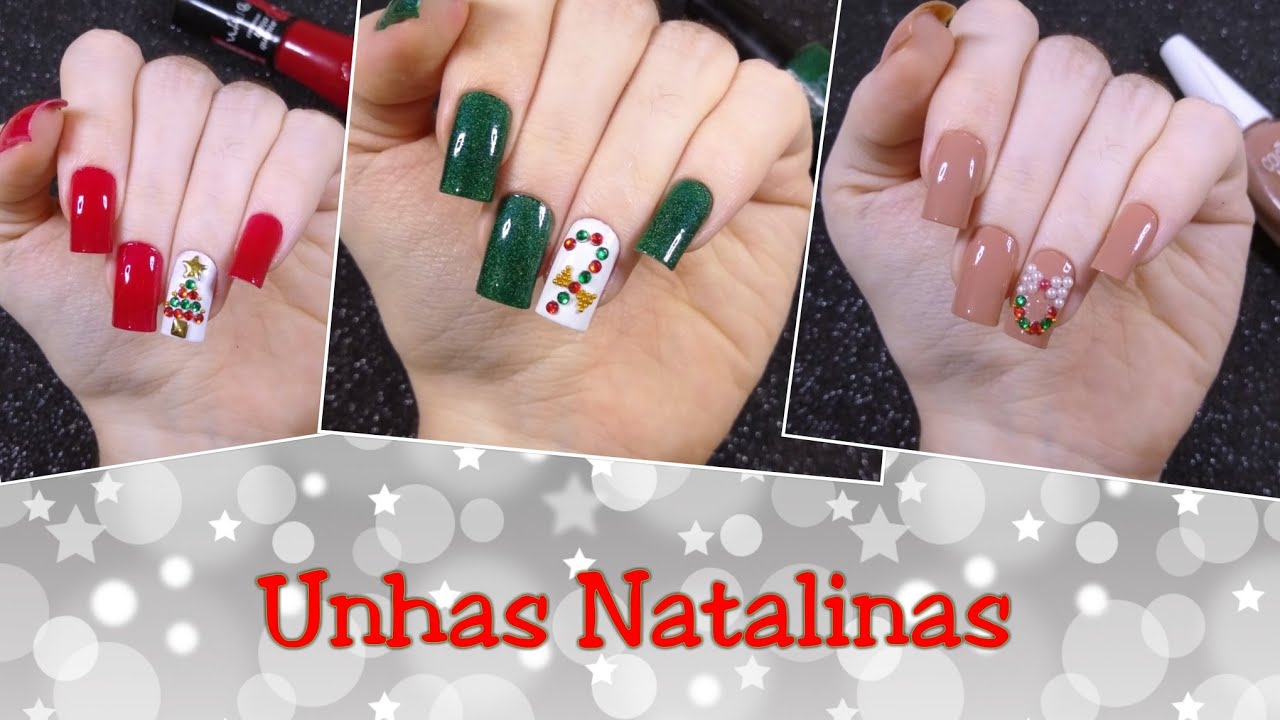 Unhas Natalinas com Pedrarias