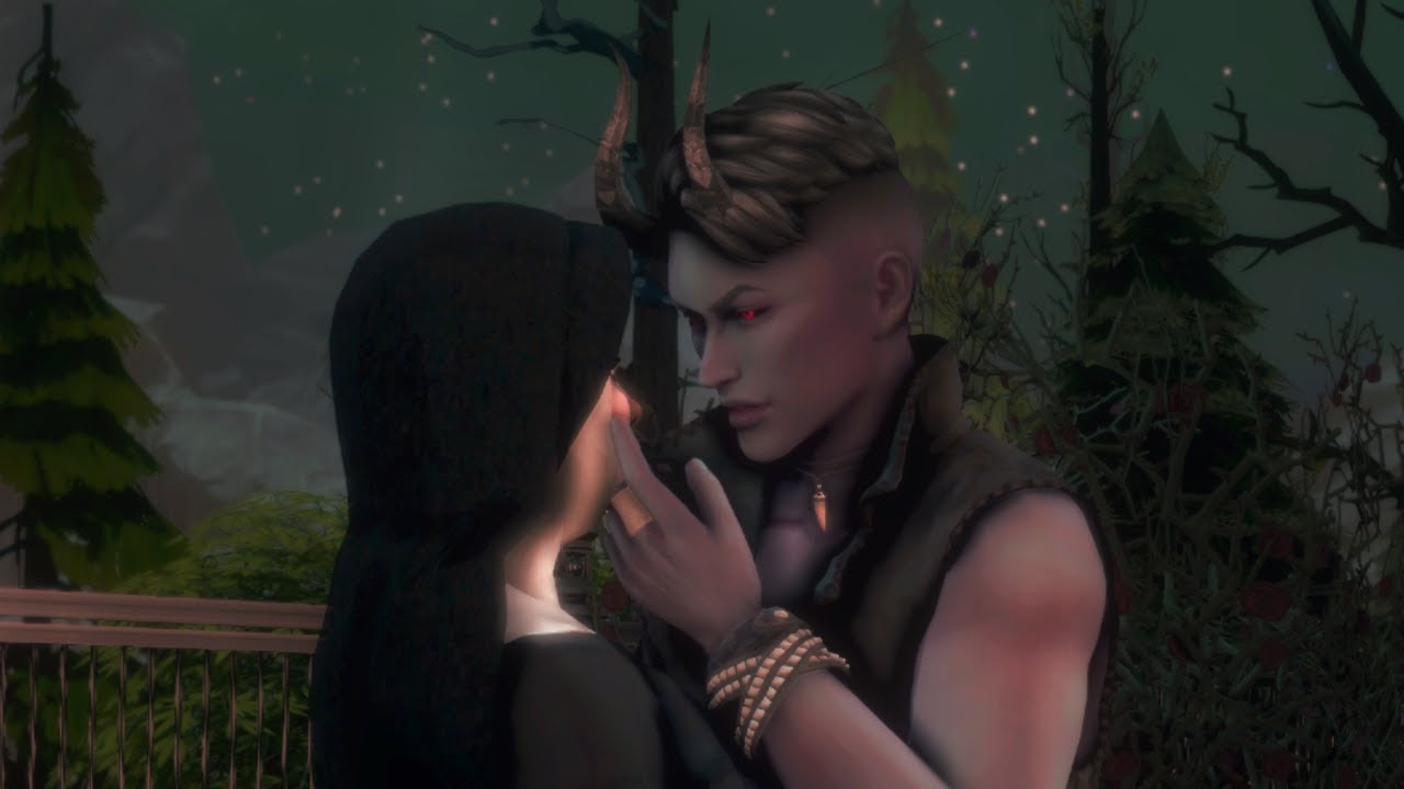 KISSING THE DEVIL 💜 Nun & Devil Sims 4 Love Story