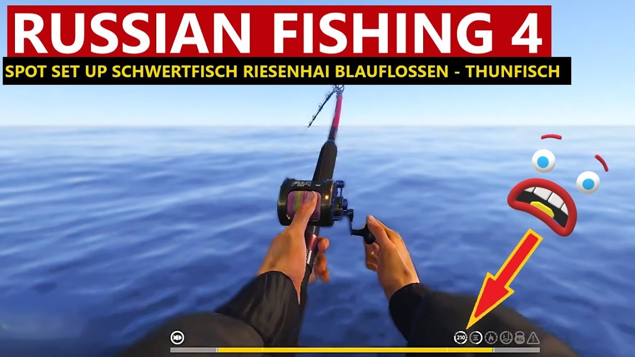 Russian Fishing 4 seltene Fische am Nordmeer Blauflossen Tunfisch Schwertfisch Riesenhai Spot Set Up