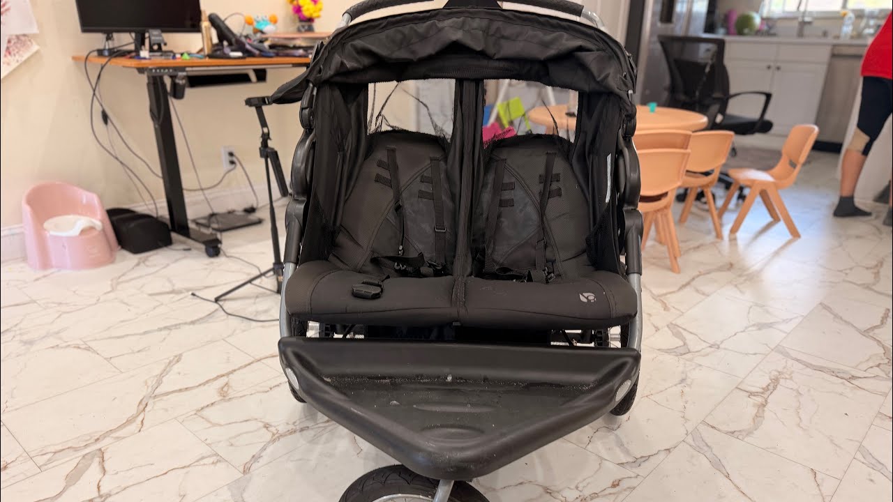 Как сложить и расложить двухместную коляску Baby Trend? #babytrend #doublestroller #joggingstroller