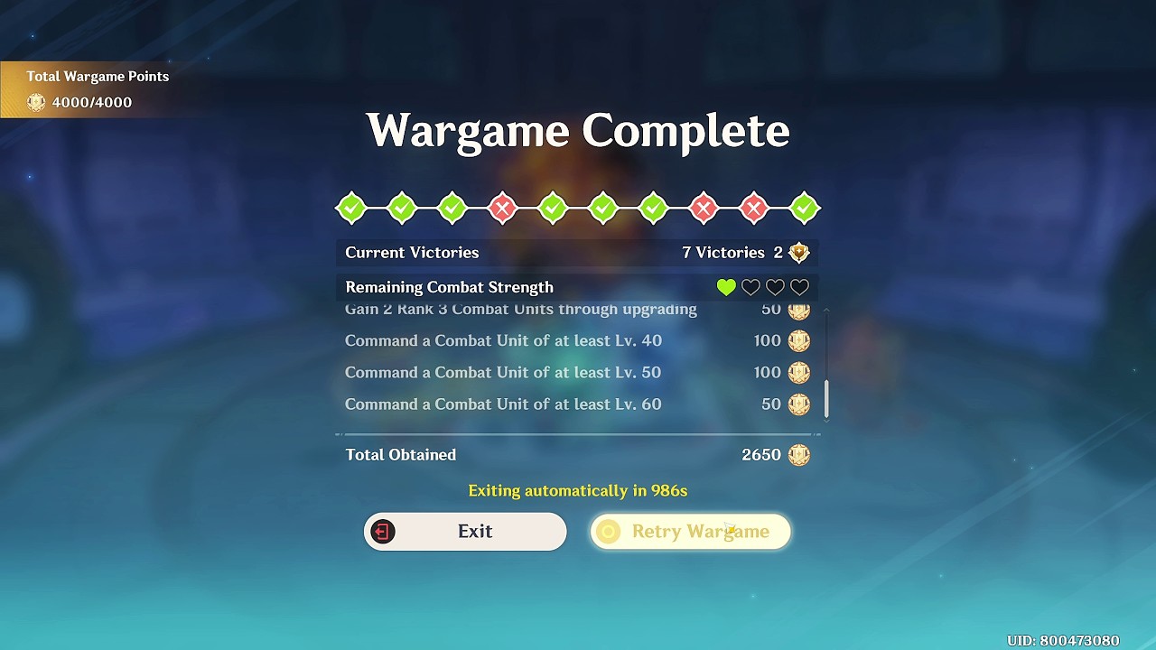 Wargame 9 Victories 4 Endless | Genshin Impact Event | Moonlit Patrol Exercise | 6.3 Luna IV