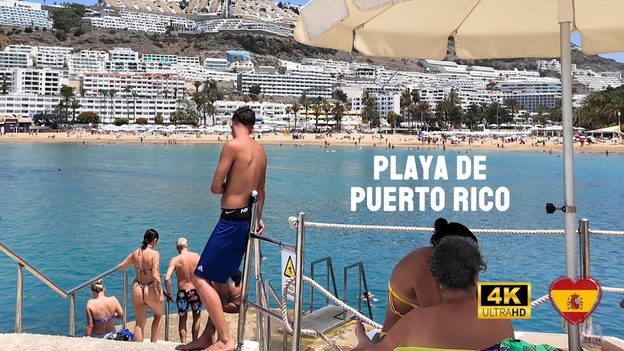 Playa de Puerto Rico Walk 🌴 | Relaxing Sunbathing, Rocks & Beach Vibes 4K 60fps, Gran Canaria 2025