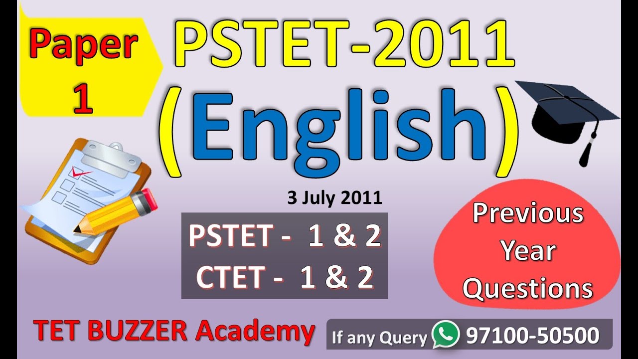 PSTET English 2011 (Paper-1) Solution|| Garima Mam || TET BUZZER