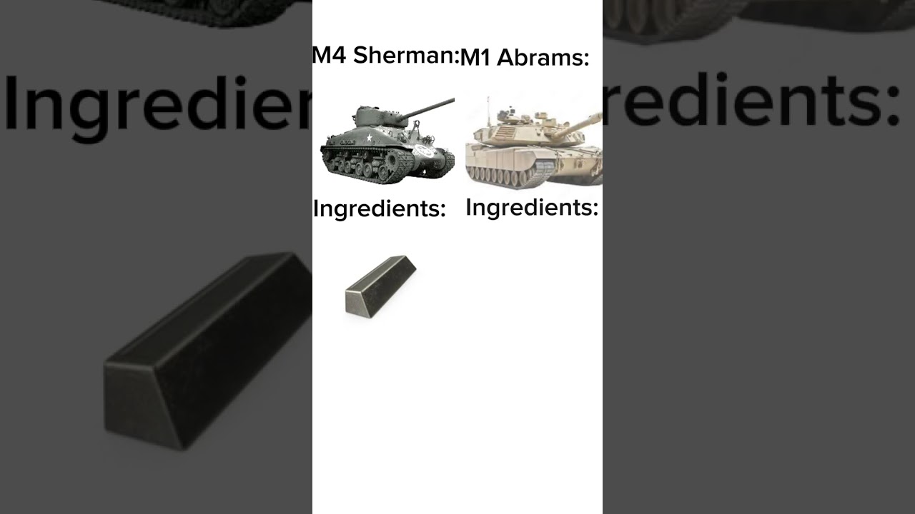 M4 Sherman ingredients vs M1 Abrams ingredients #tank #ww2 #memes #warthundernews #warthunder