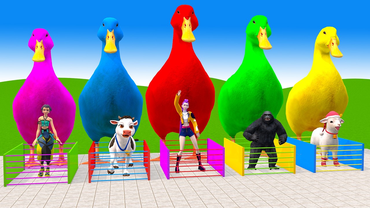Long Slide Game With Cow Elephant Gorilla Hippopotamus Tiger 3d Animal Game Funny 3d Animals