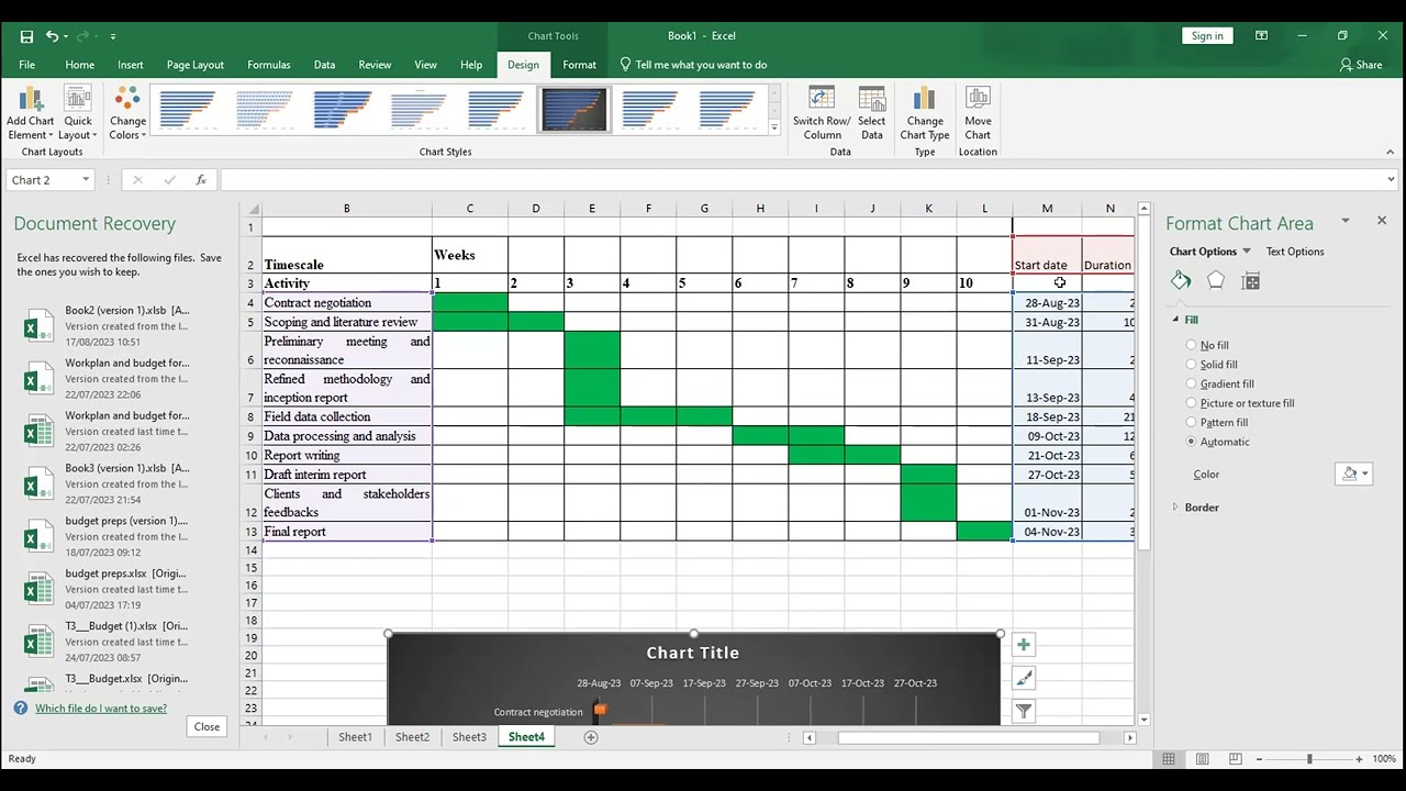 Project Planning - Creating Gantt Chart in Microsoft Excel