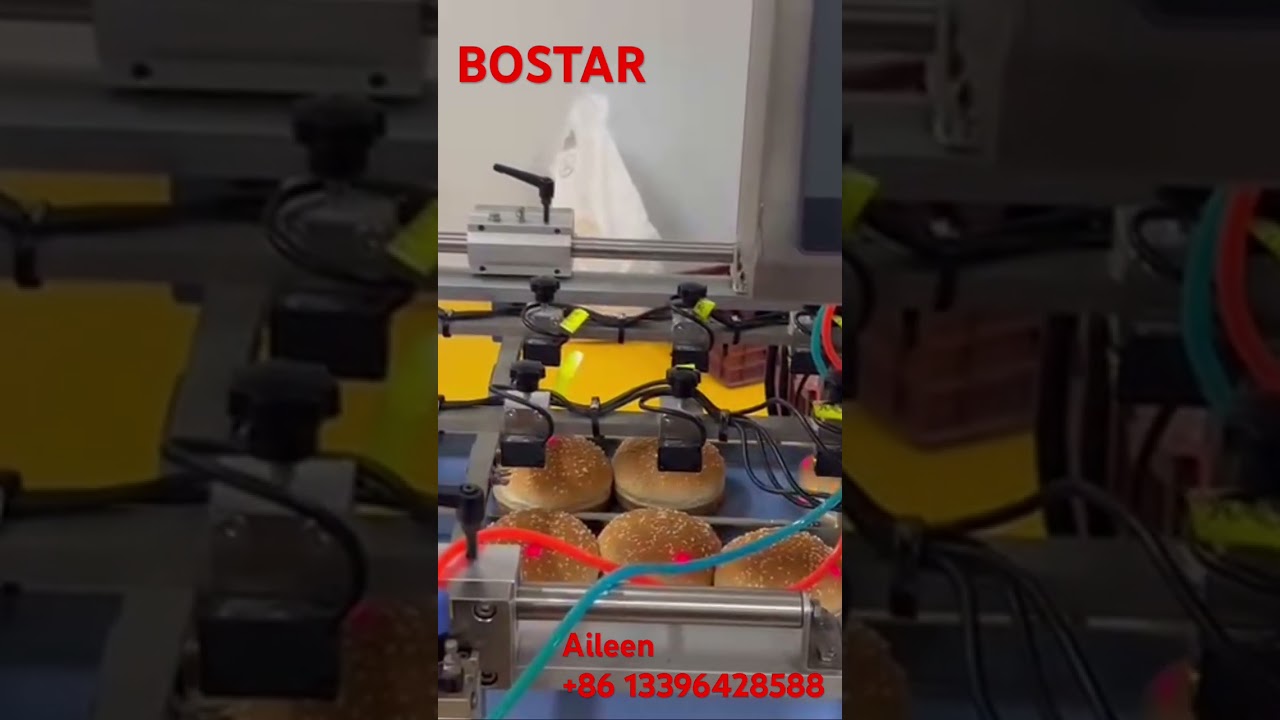 Flow packing machine for burger buns 6 in 1 #flowpackagingmachine #machine