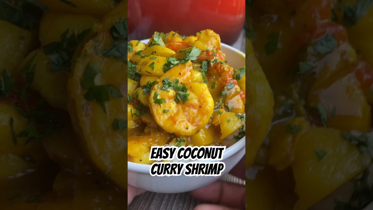 COCONUT CURRY SHRIMP!🤤#begreedyeats #curryshrimp #coconutmilk #cooking #caribbean #curry #recipes